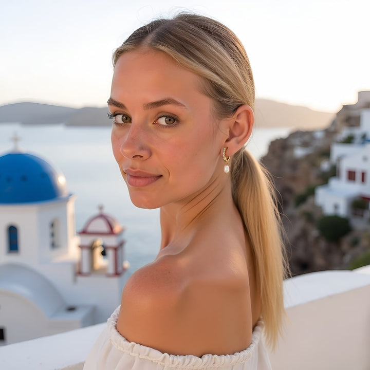 "BRINCOS" DE PERLA "SANTORINI"