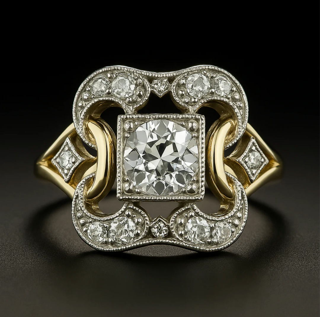 Anel de Ouro Vintage com Zircônia