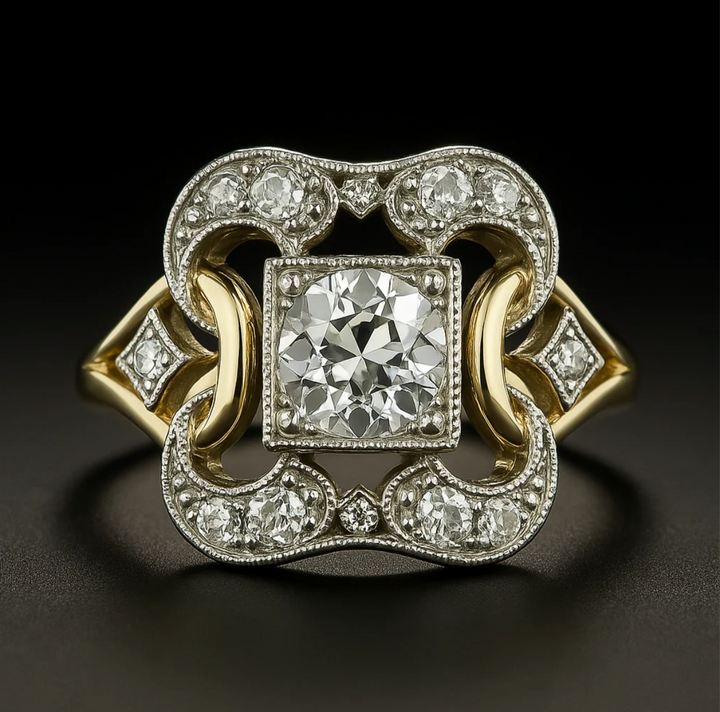Anel de Ouro Vintage com Zircônia