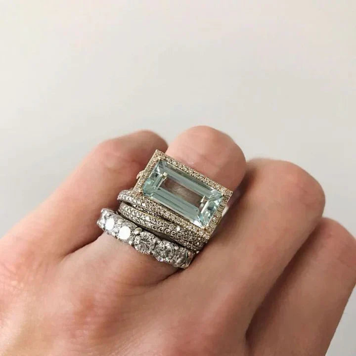 Marilys | Conjunto de Anéis de Vidro Inspirados no Mar