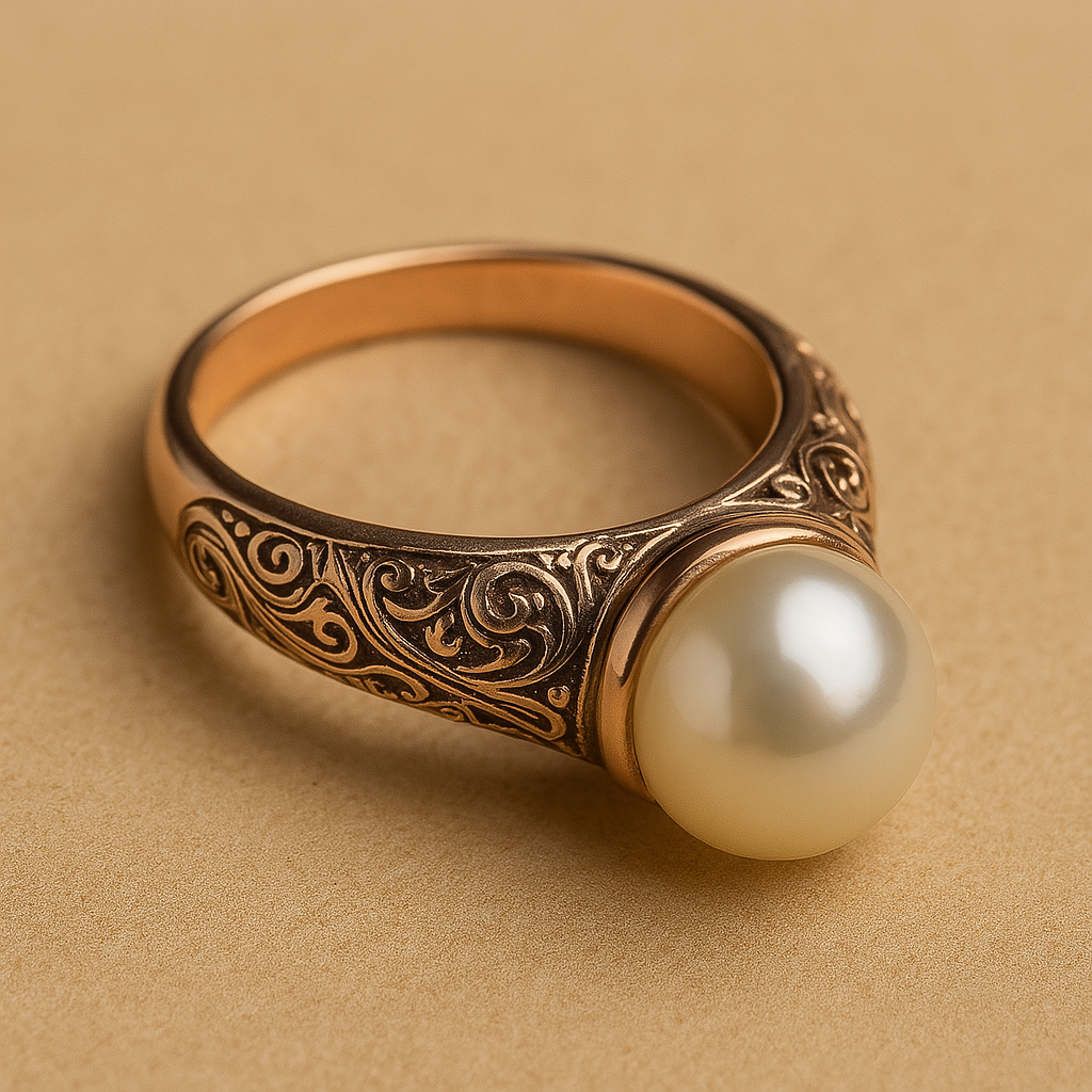 Anel Dourado de Pérola Vintage