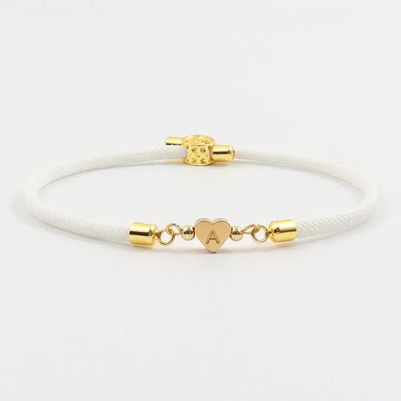 Pulseiras Iniciais de Coração Ajustáveis