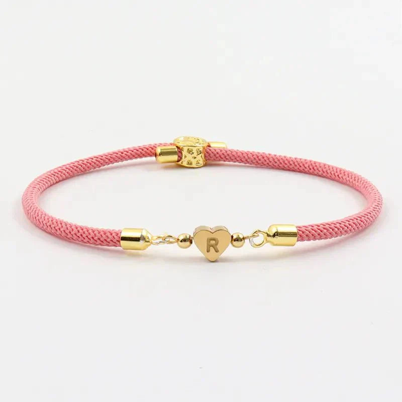 Pulseiras Iniciais de Coração Ajustáveis