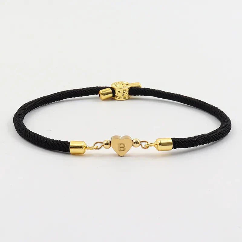 Pulseiras Iniciais de Coração Ajustáveis
