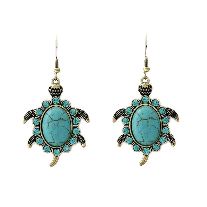 Tartaruga vintage com zircônia turquesa incrustada