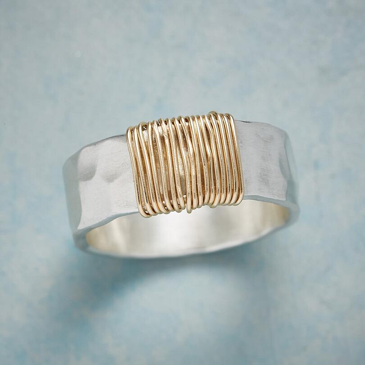 Anel de prata vintage Golden Threads