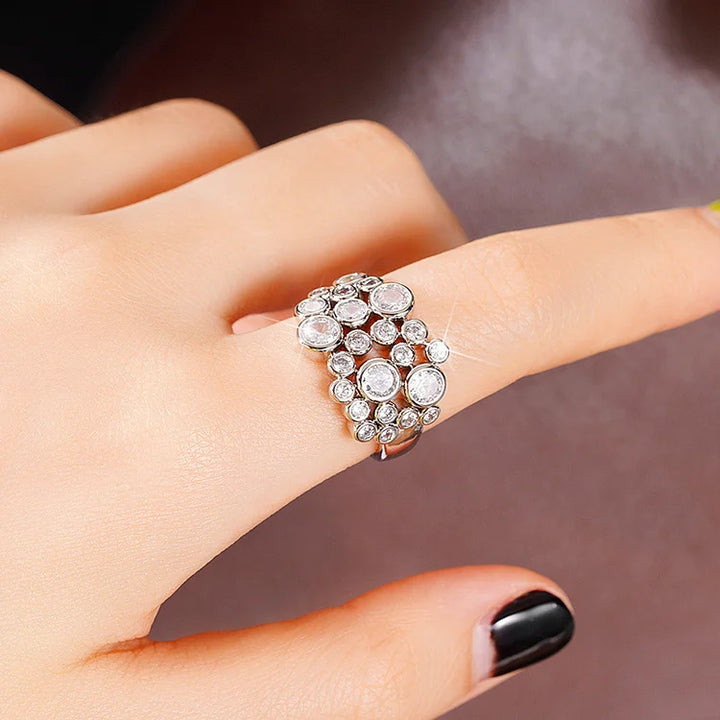 Anel vintage irregular com céu estrelado para mulheres