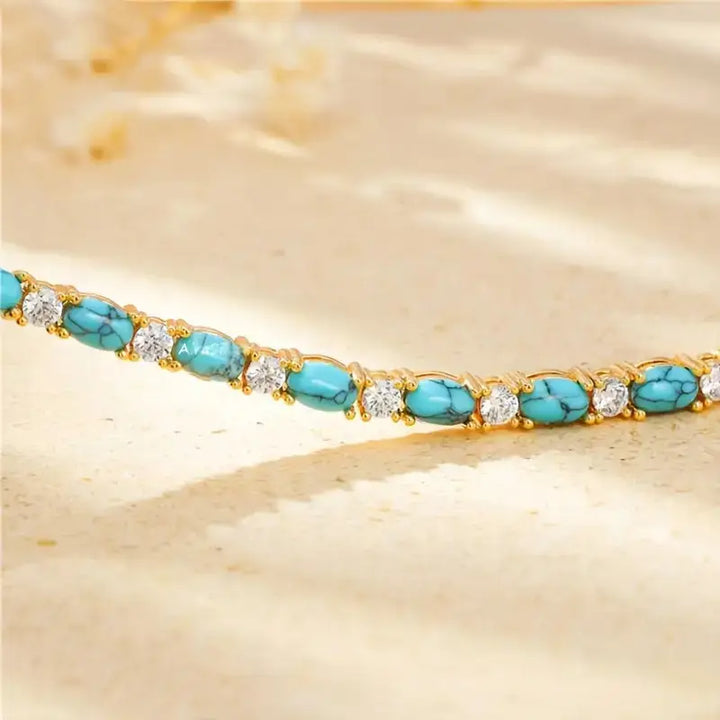 Pulseira de Pedra Turquesa Natural