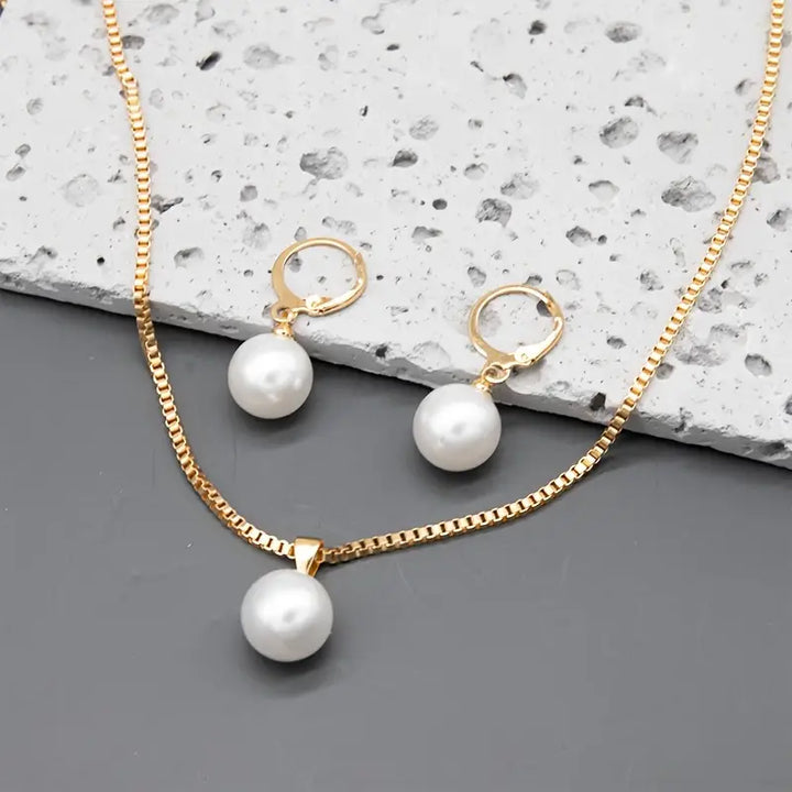Conjunto de Joias com Pérola Golden Grace