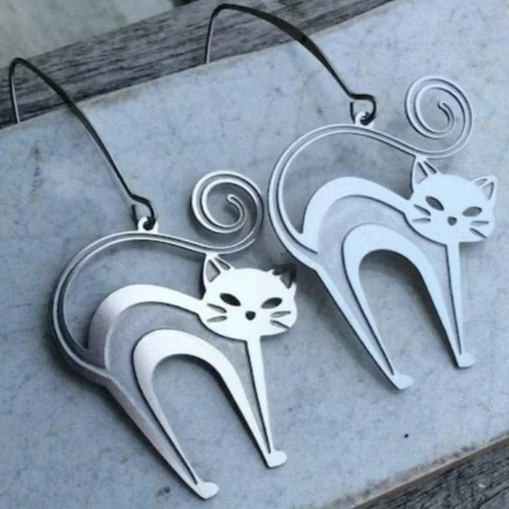Brincos de gato de prata vintage