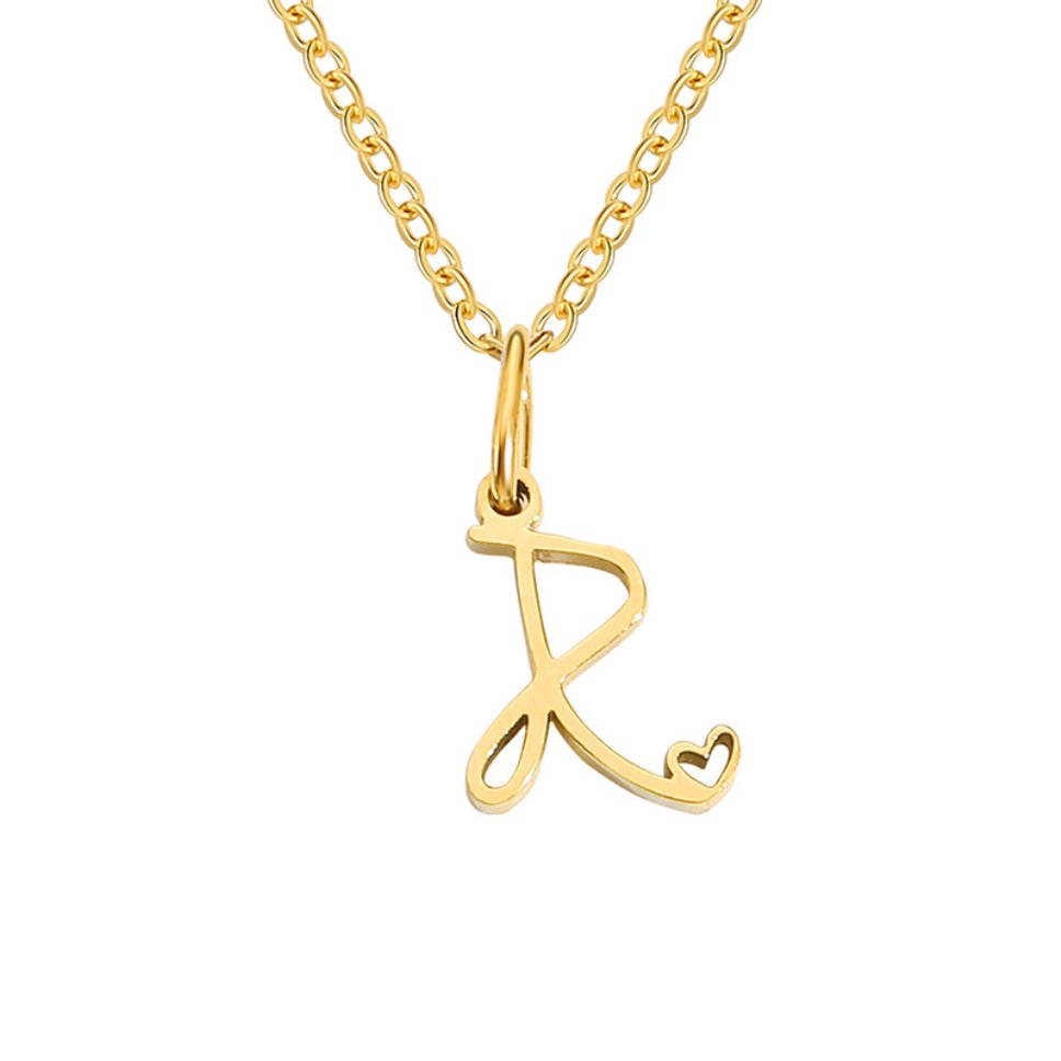 Heart Necklace with Gold Letter Charm