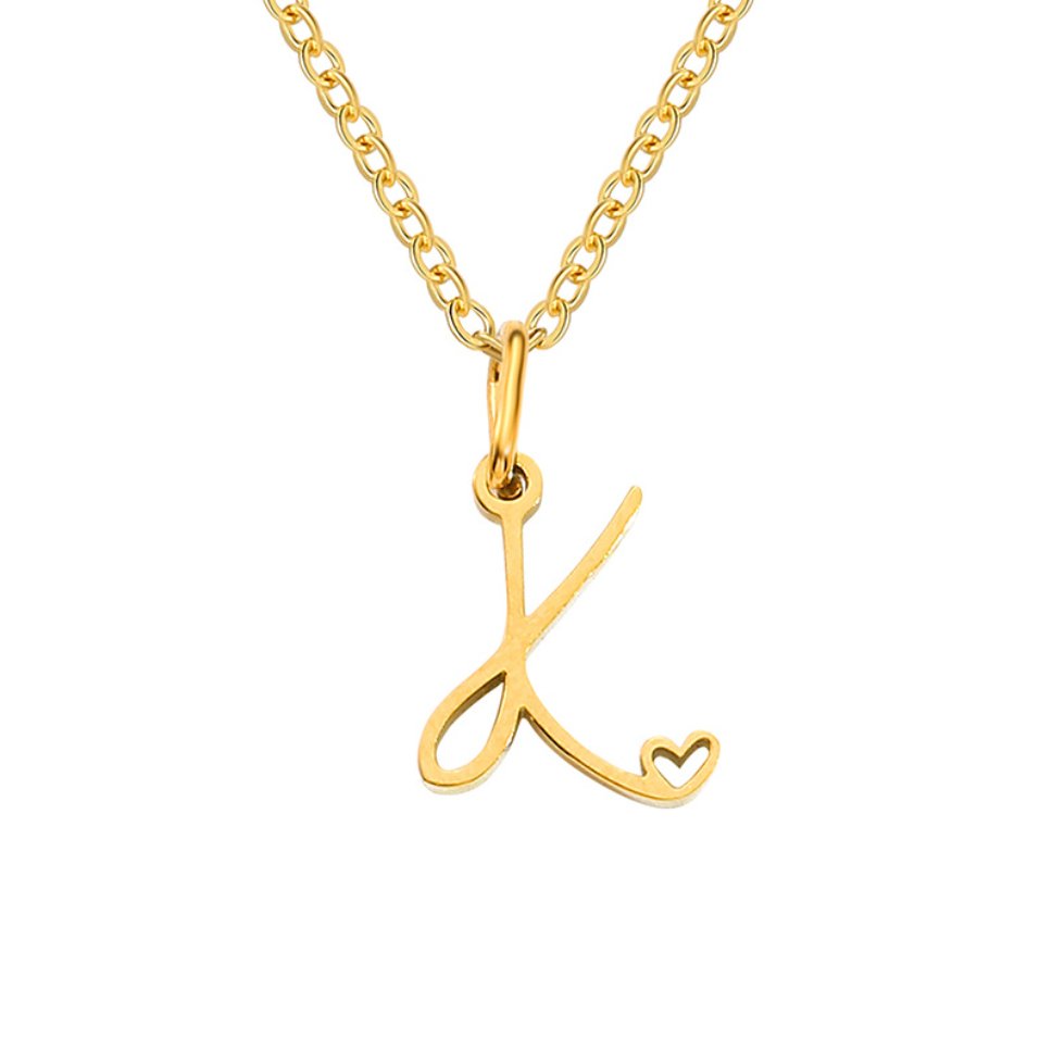 Heart Necklace with Gold Letter Charm