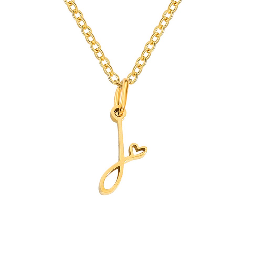 Heart Necklace with Gold Letter Charm