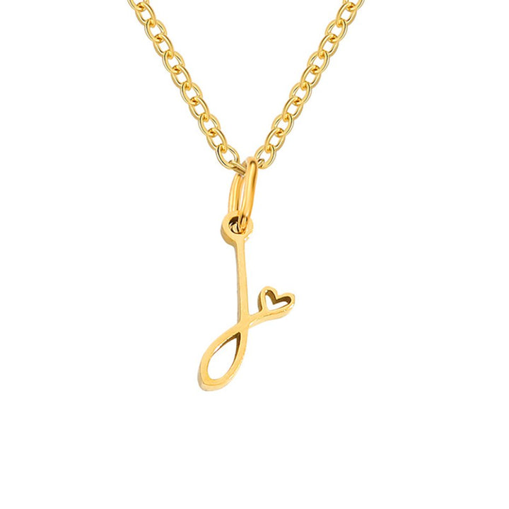 Heart Necklace with Gold Letter Charm