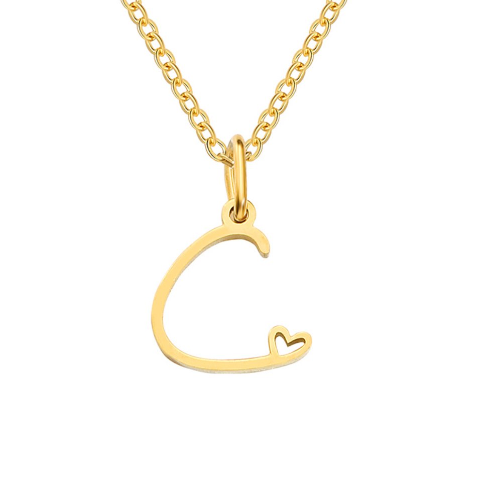 Heart Necklace with Gold Letter Charm