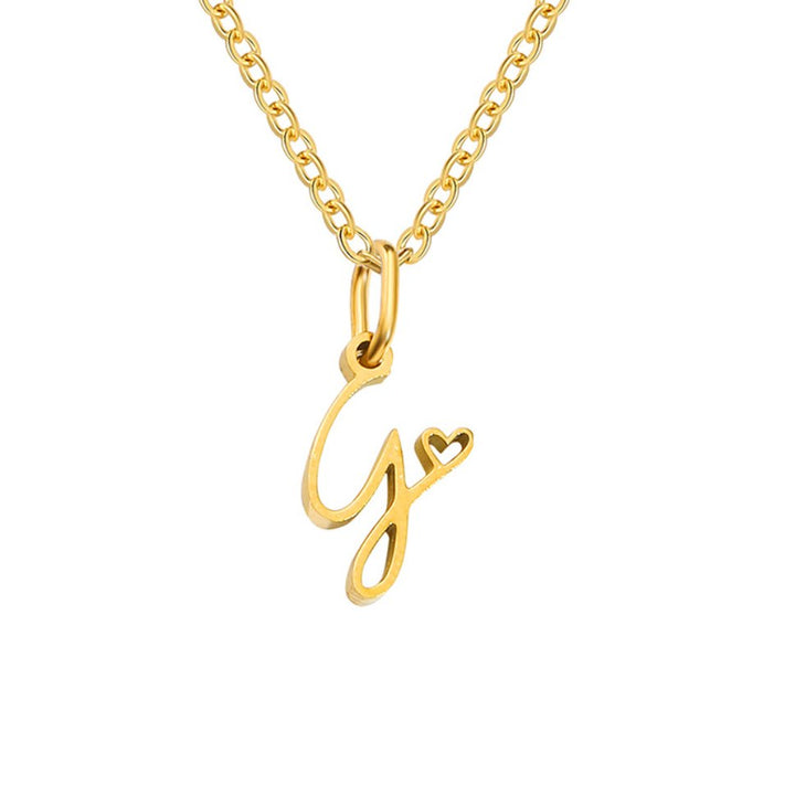Heart Necklace with Gold Letter Charm
