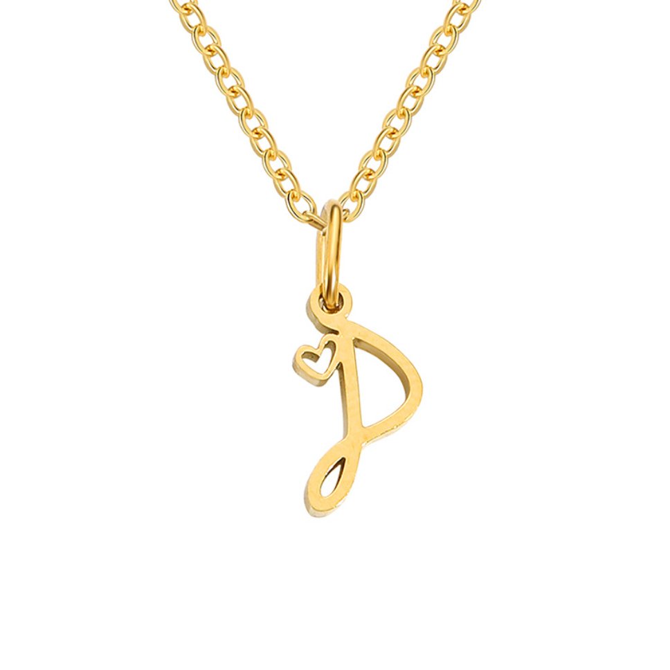 Heart Necklace with Gold Letter Charm