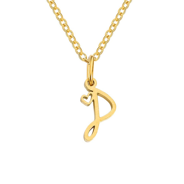 Heart Necklace with Gold Letter Charm