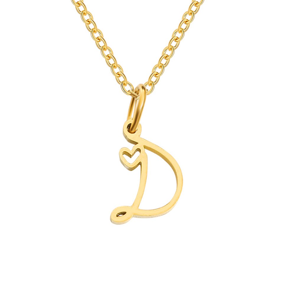 Heart Necklace with Gold Letter Charm