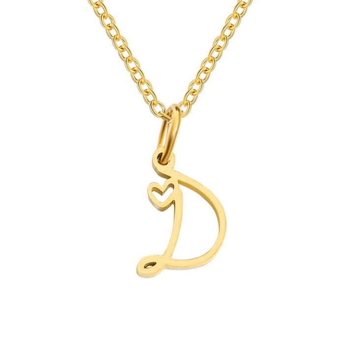 Heart Necklace with Gold Letter Charm