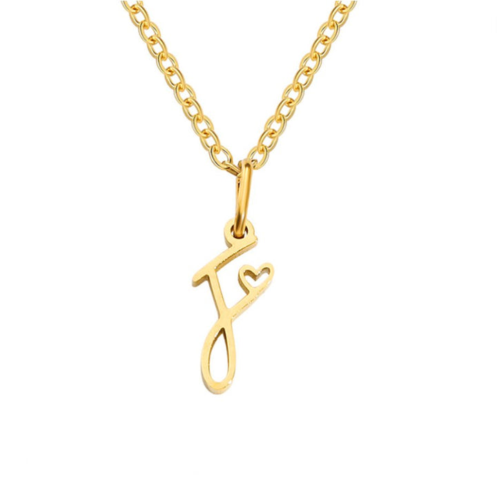 Heart Necklace with Gold Letter Charm