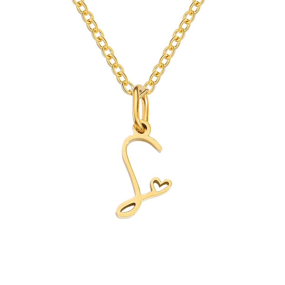 Heart Necklace with Gold Letter Charm