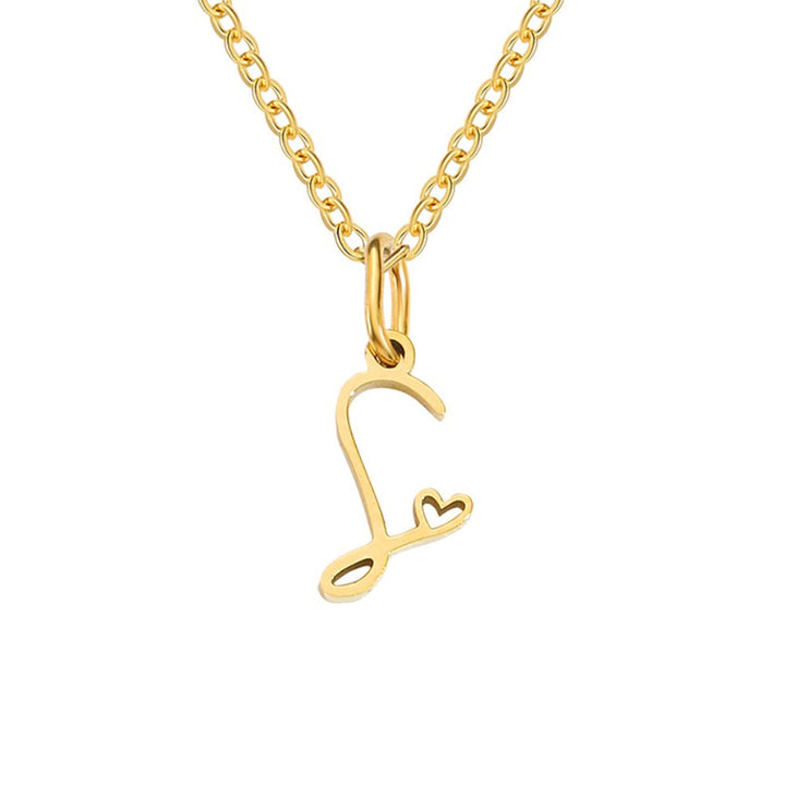Heart Necklace with Gold Letter Charm