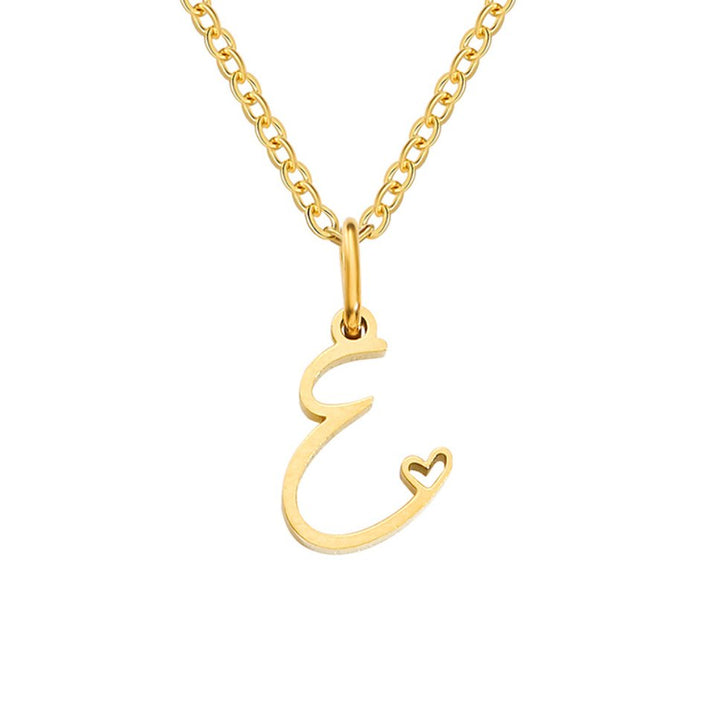 Heart Necklace with Gold Letter Charm