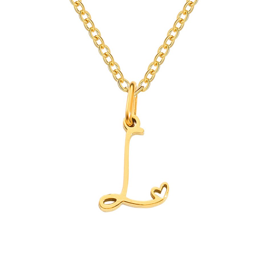 Heart Necklace with Gold Letter Charm