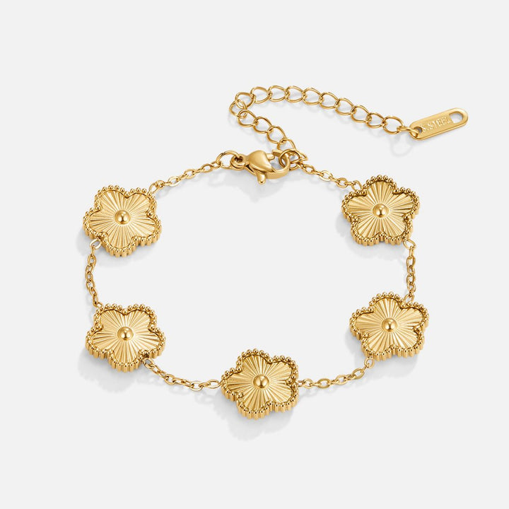 Pulseira Dourada com Design de Trevo