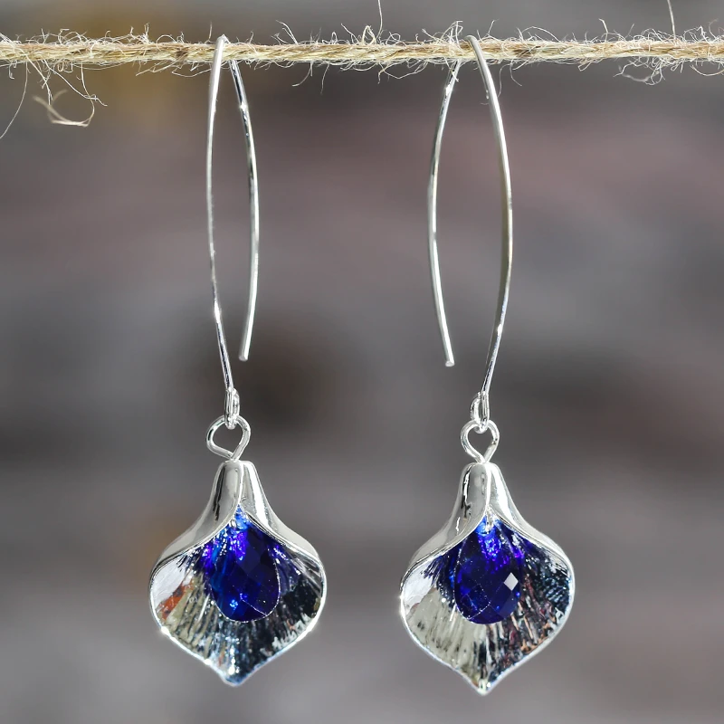 Brincos de Pedra Azul em Prata