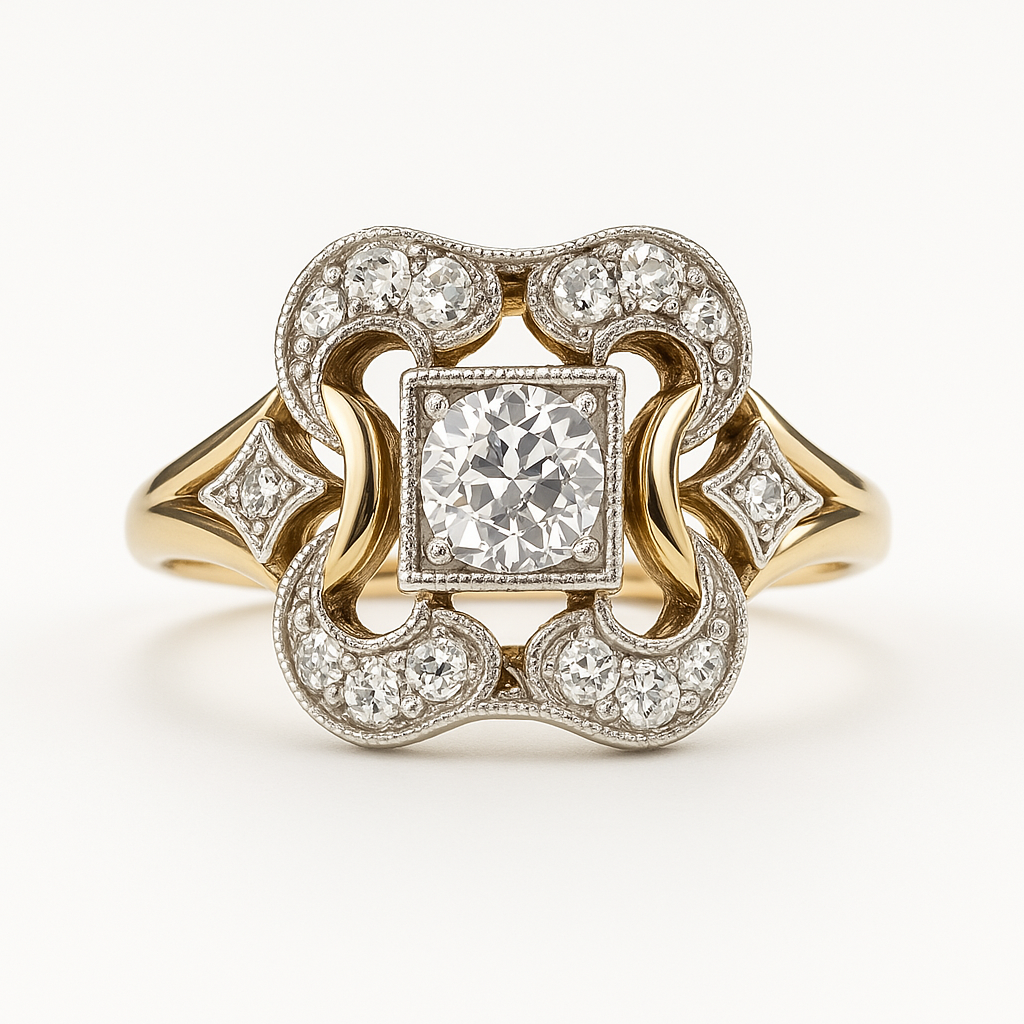 Anel de Ouro Vintage com Zircônia