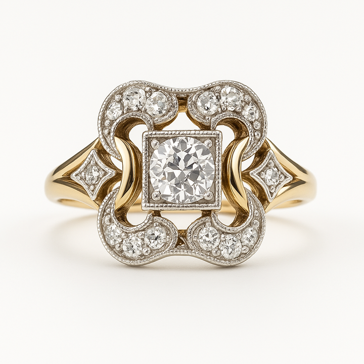 Anel de Ouro Vintage com Zircônia