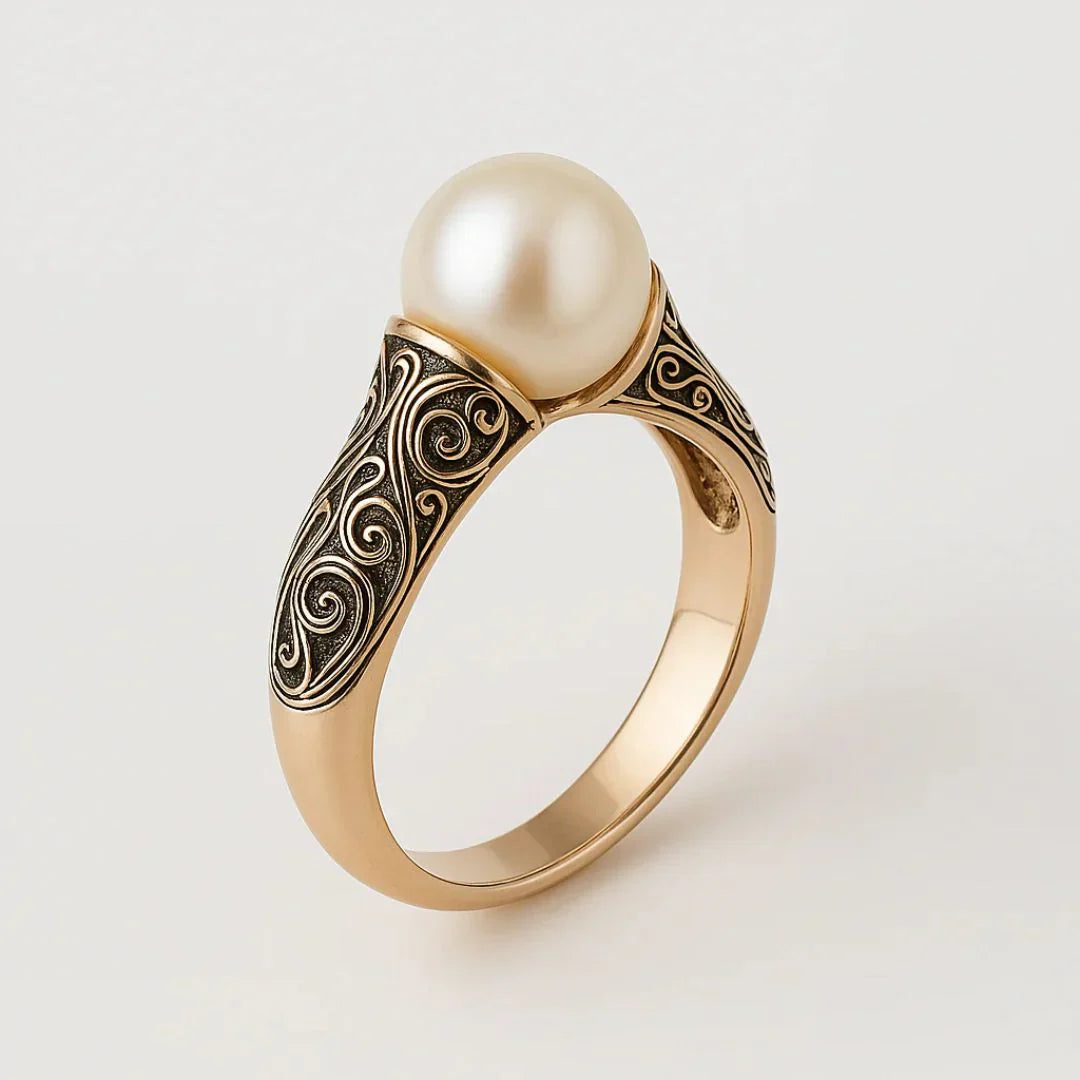 Anel Dourado Vintage com Pérola