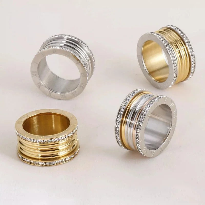 Anel vintage com zirconia incrustada Monaco