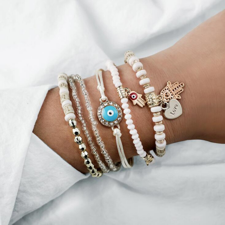 CONJUNTO DE BRACELETES HAMSA