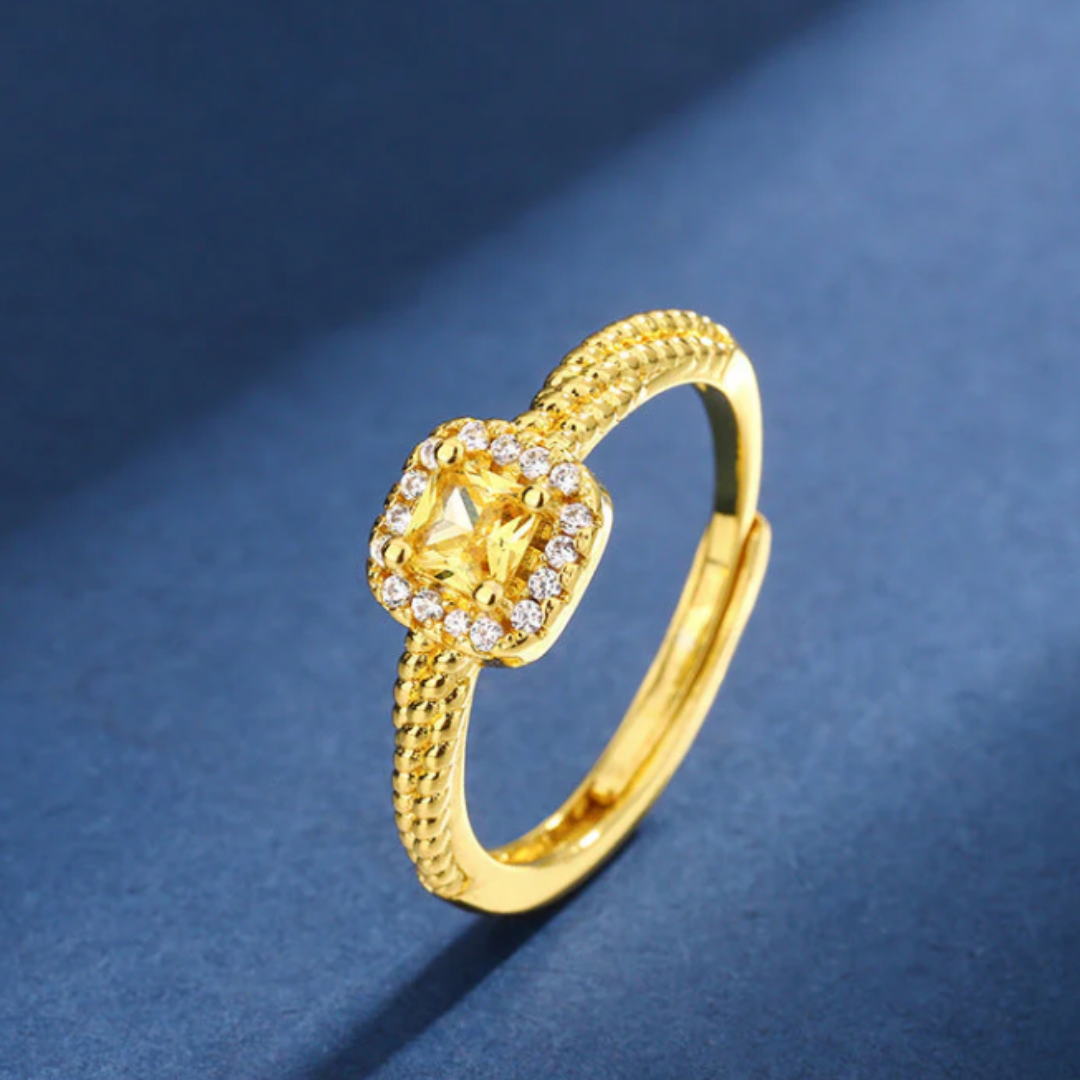 Conjunto Dourado Dorelle Cassane com Cristais Amarelos