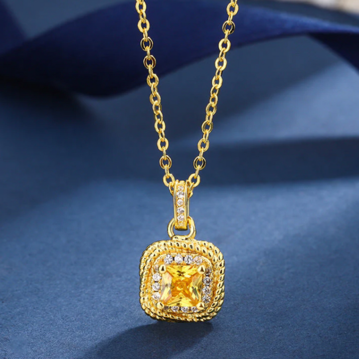Conjunto Dourado Dorelle Cassane com Cristais Amarelos