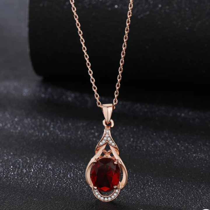 Conjunto Rosé Elysia Roseray com Cristais Vermelhos