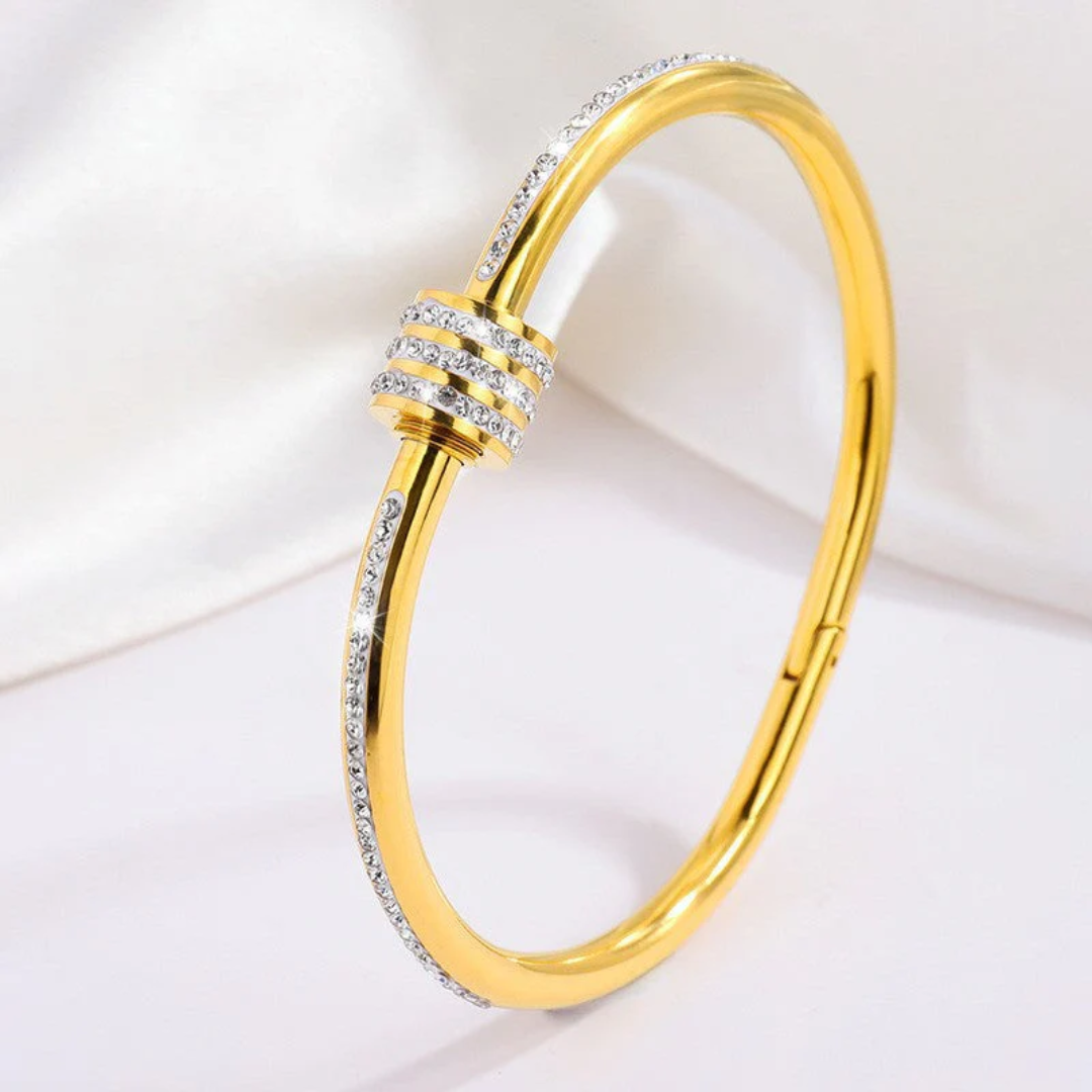 Pulseira Dourada Tessandra Virelli com Detalhes Verdes