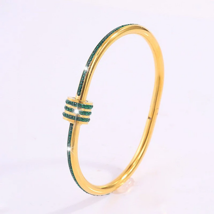 Pulseira Dourada Tessandra Virelli com Detalhes Verdes