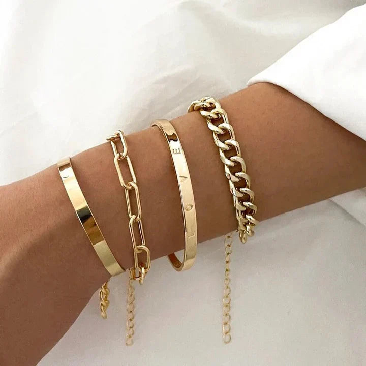 Conjunto de Pulseiras Elan Mercer | Dourado