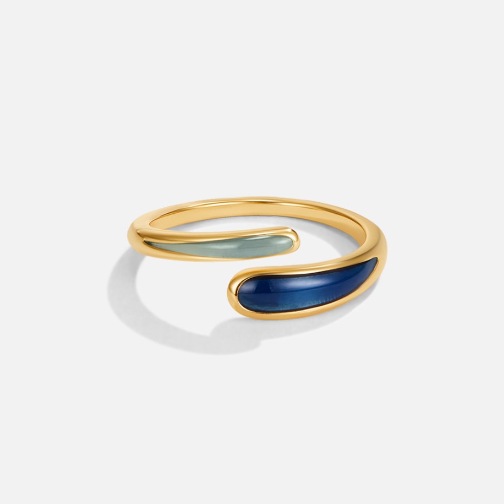 Anel Azul Safira Envolvente