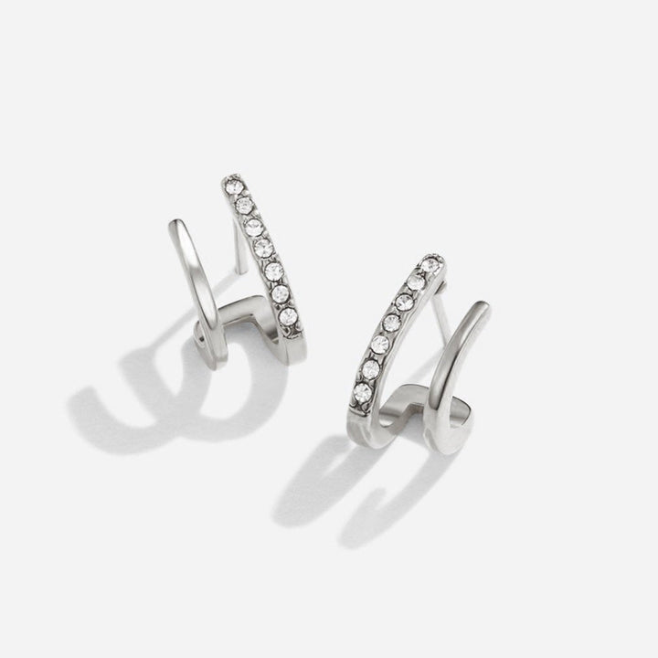 Brincos de Prata com Cristal em Design de Garra