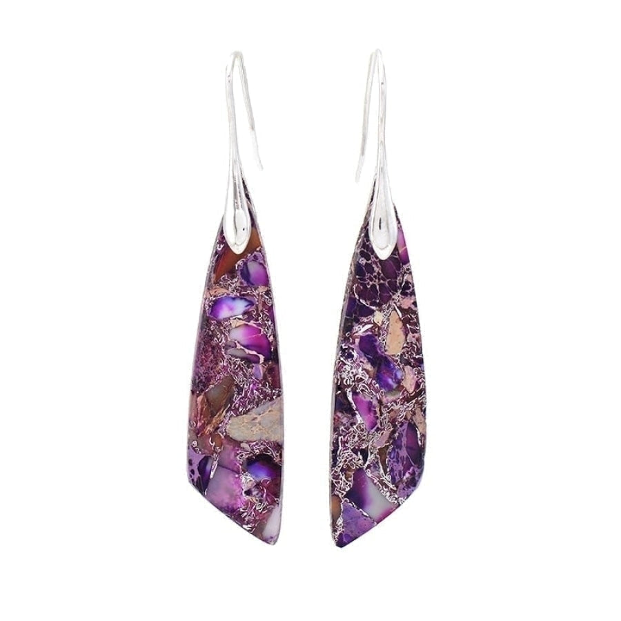 Brincos de Gota em Jaspe Roxo Intenso